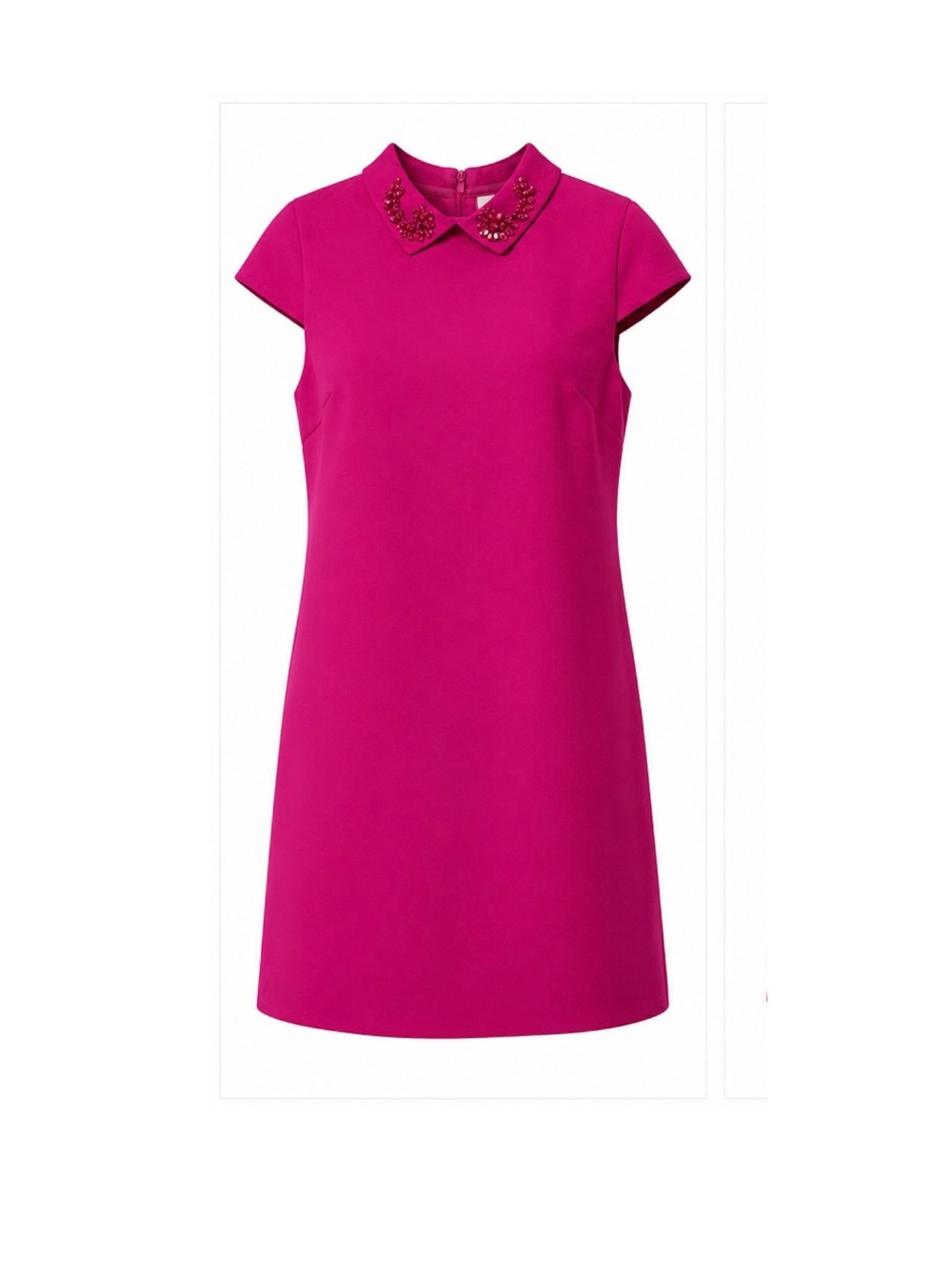 Embellished Collar Fuchsia Shift Dress